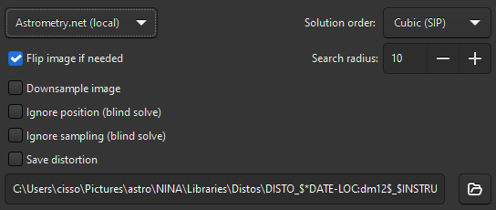 Options du solveur Astrometry.net