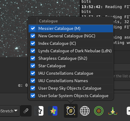 Gestion des catalogues dans la fenêtre contextuelle