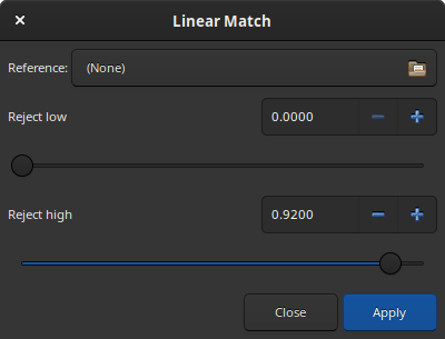 Boite de dialogue Linear Match