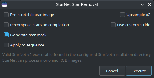 Boîte de dialogue StarNet
